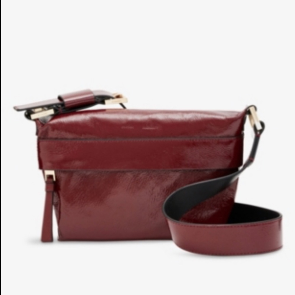 All Saints Patent Leather Crossbody Bag with Adjustable Strap